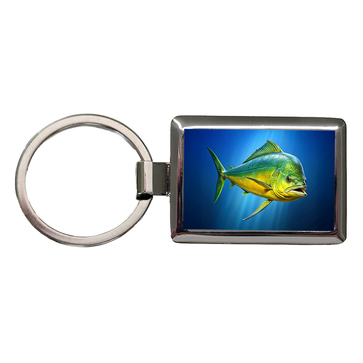 Dorado Fish Rectangle Metal Keychain