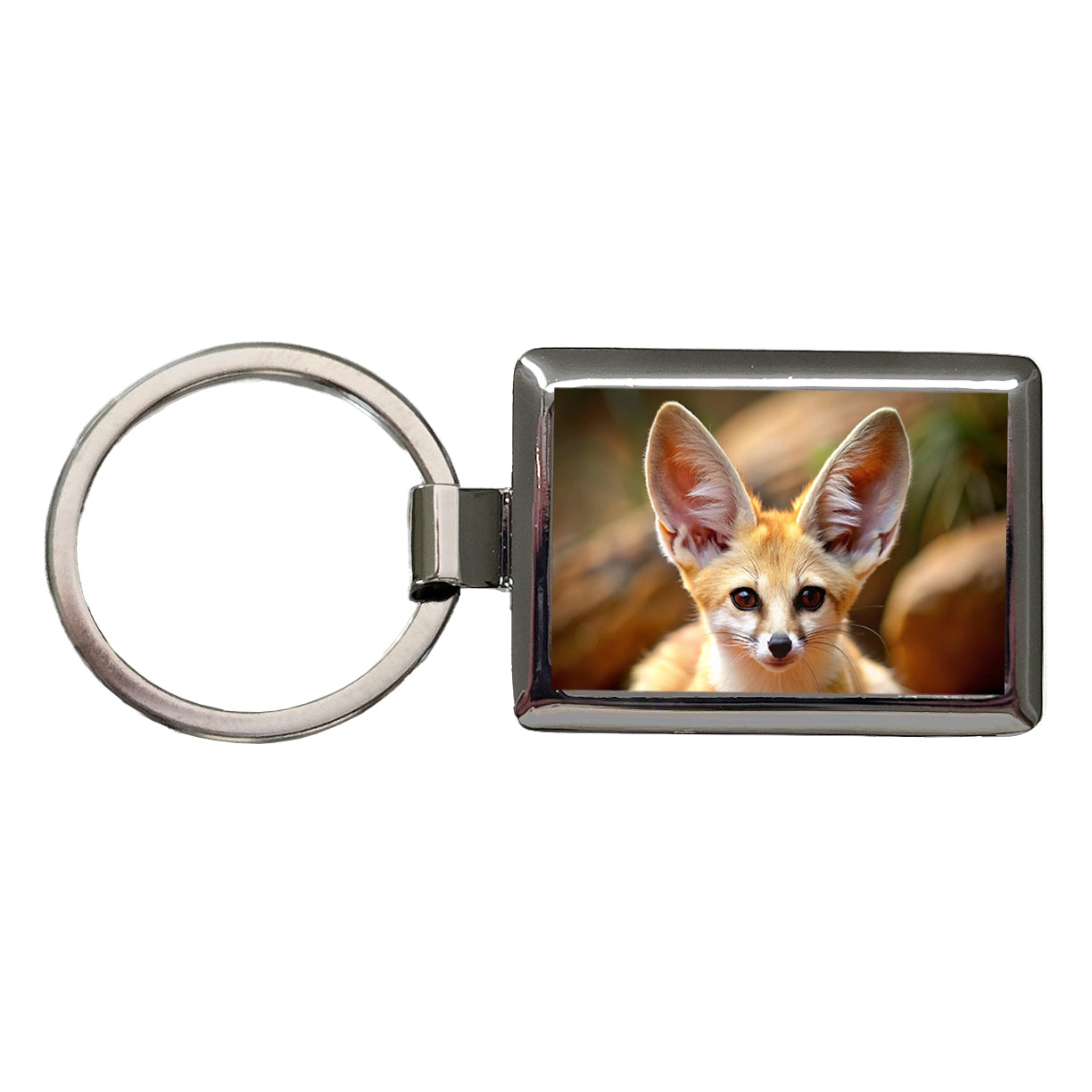 Fennec Fox Rectangle Metal Keychain