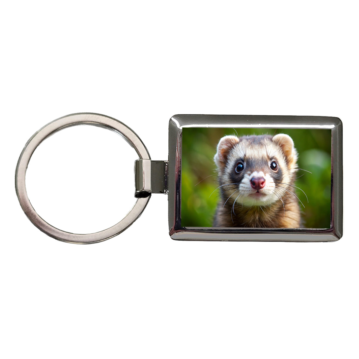 Ferret Rectangle Metal Keychain