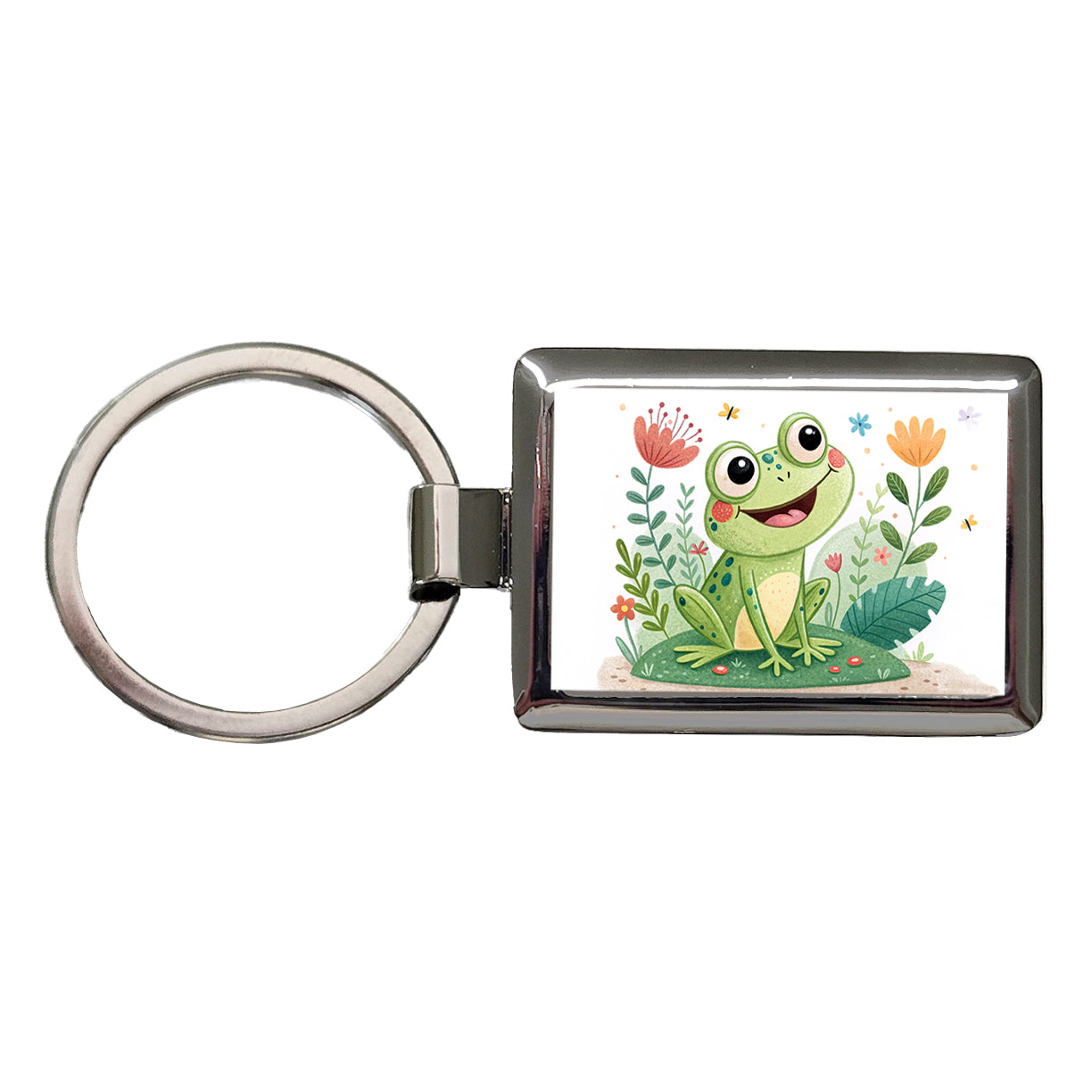 Frog Children's Illustration Style Rectangle Metal Keychain