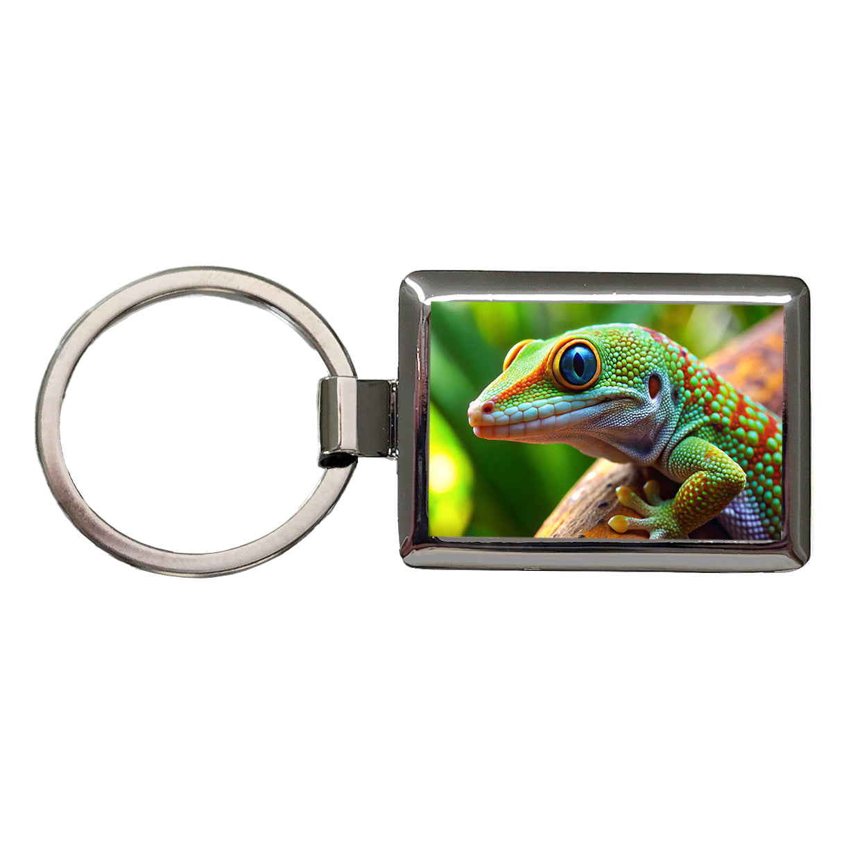 Gecko Lizard Reptile Rectangle Metal Keychain