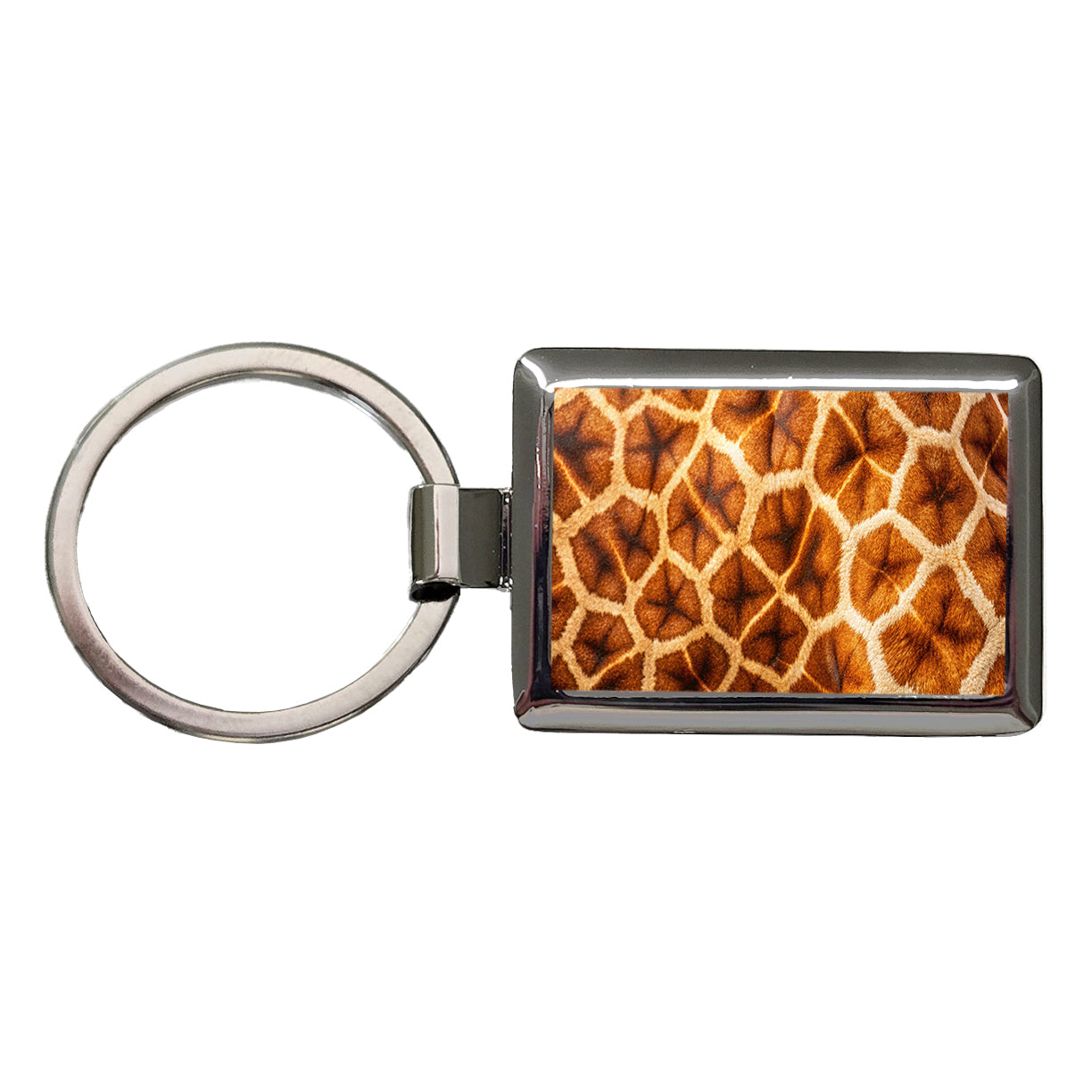 Giraffe Hide Fur Pattern Rectangle Metal Keychain