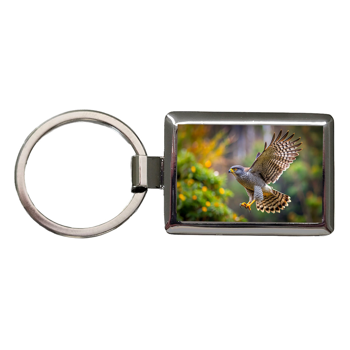 Goshawk Flying Raptor Bird Of Prey Rectangle Metal Keychain