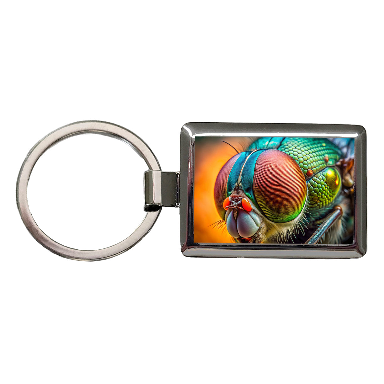Housefly Fly Eyes Close-up Rectangle Metal Keychain