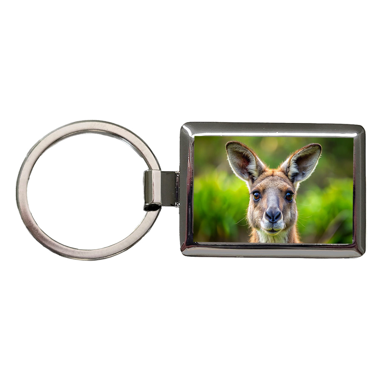 Kangaroo Face Rectangle Metal Keychain
