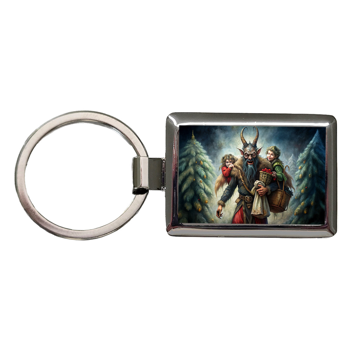 Krampus Carrying Stolen Children at Christmas Rectangle Metal Keychain