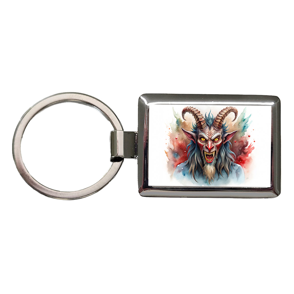 Krampus Watercolor Rectangle Metal Keychain