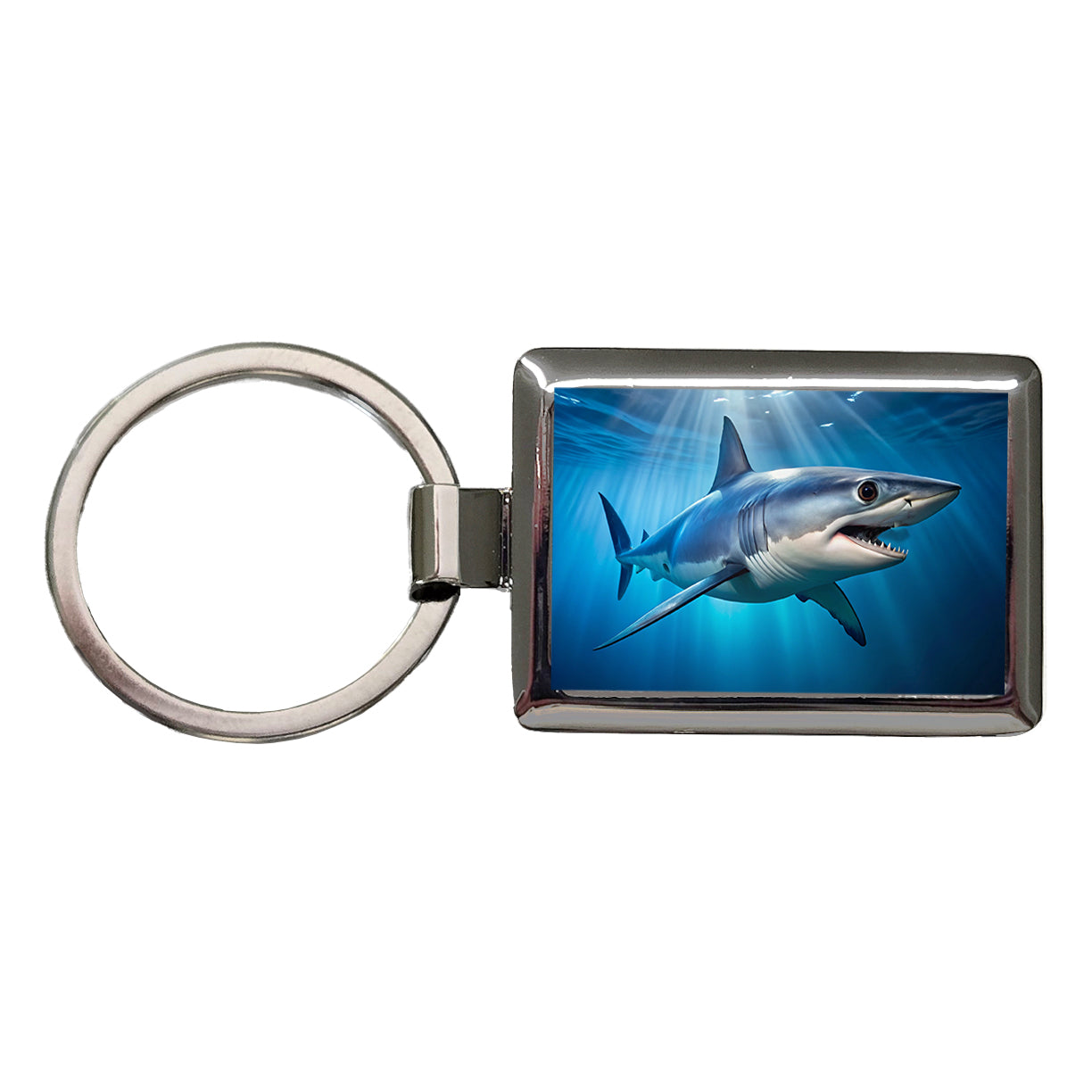 Mako Shark Rectangle Metal Keychain