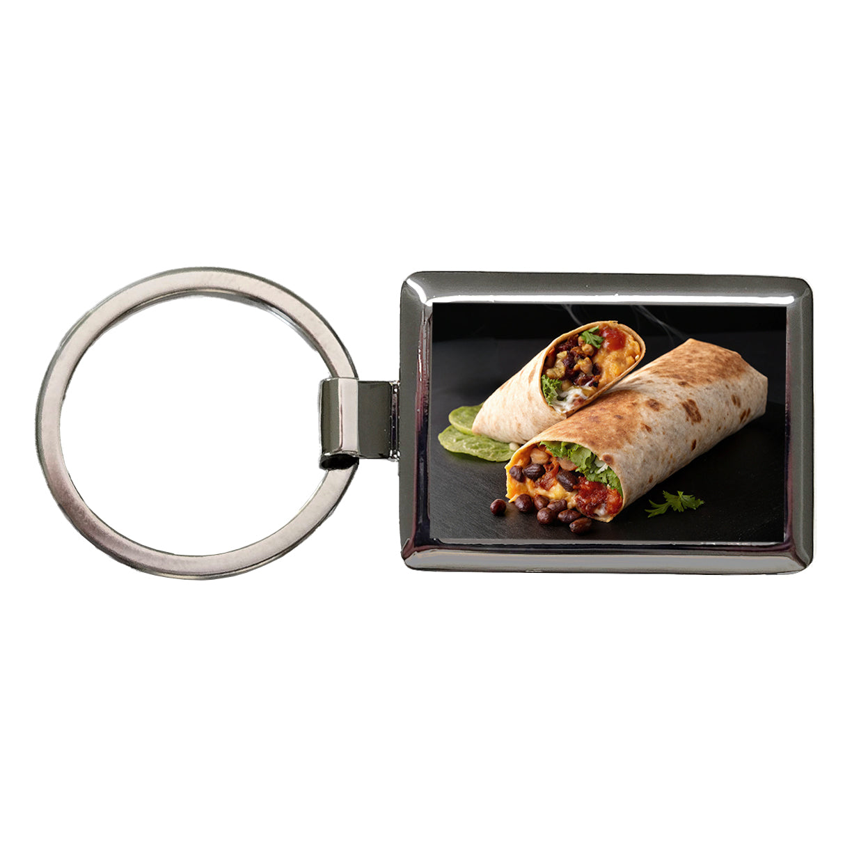 Mexican Burrito Rectangle Metal Keychain