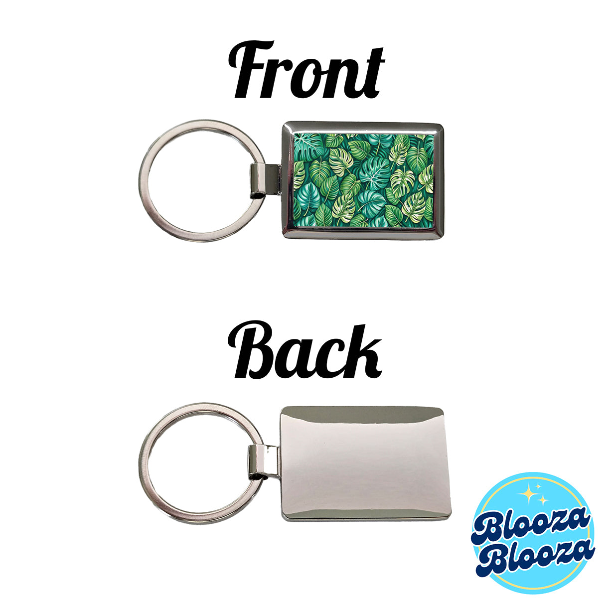 Monstera Leaves Pattern Rectangle Metal Keychain