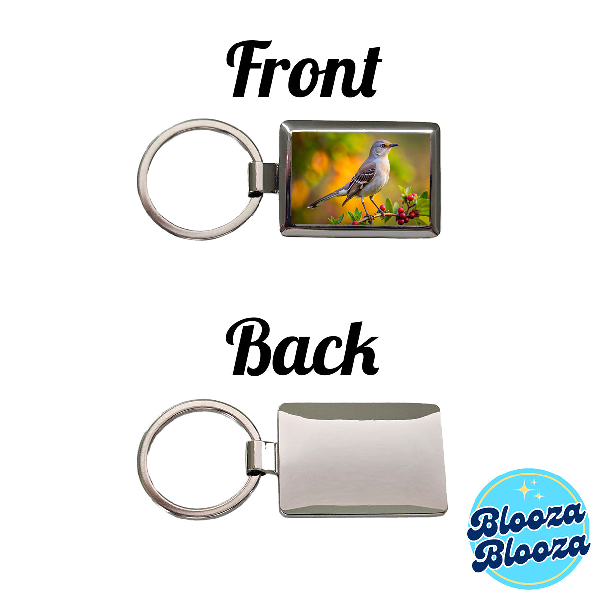 Northern Mockingbird Backyard Bird Rectangle Metal Keychain