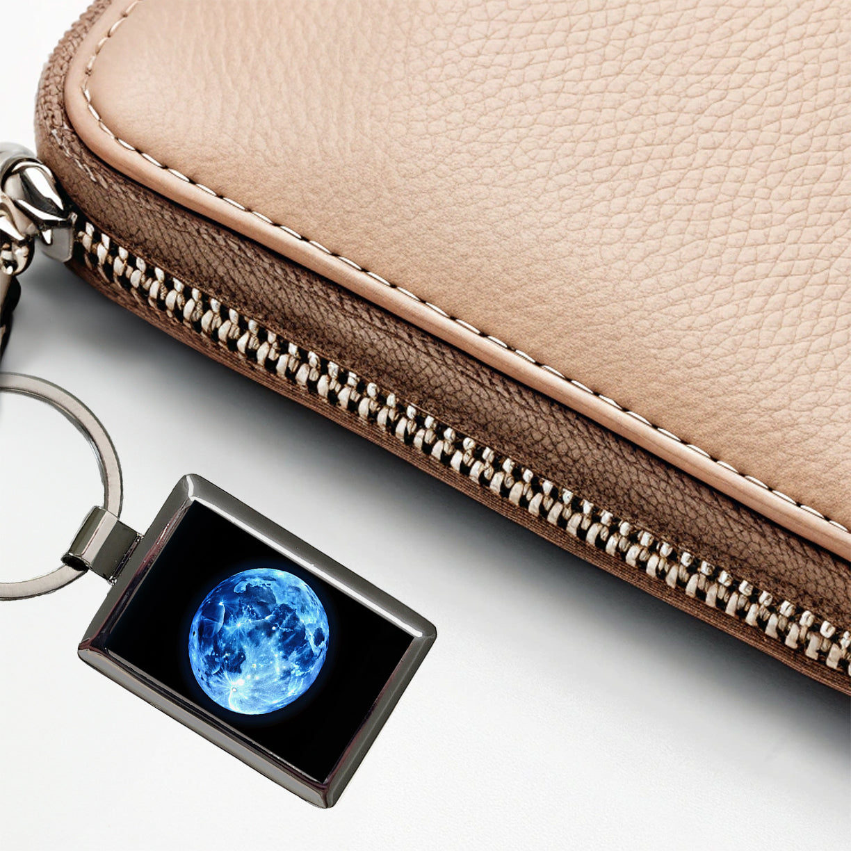 Once in a Blue Moon Rectangle Metal Keychain
