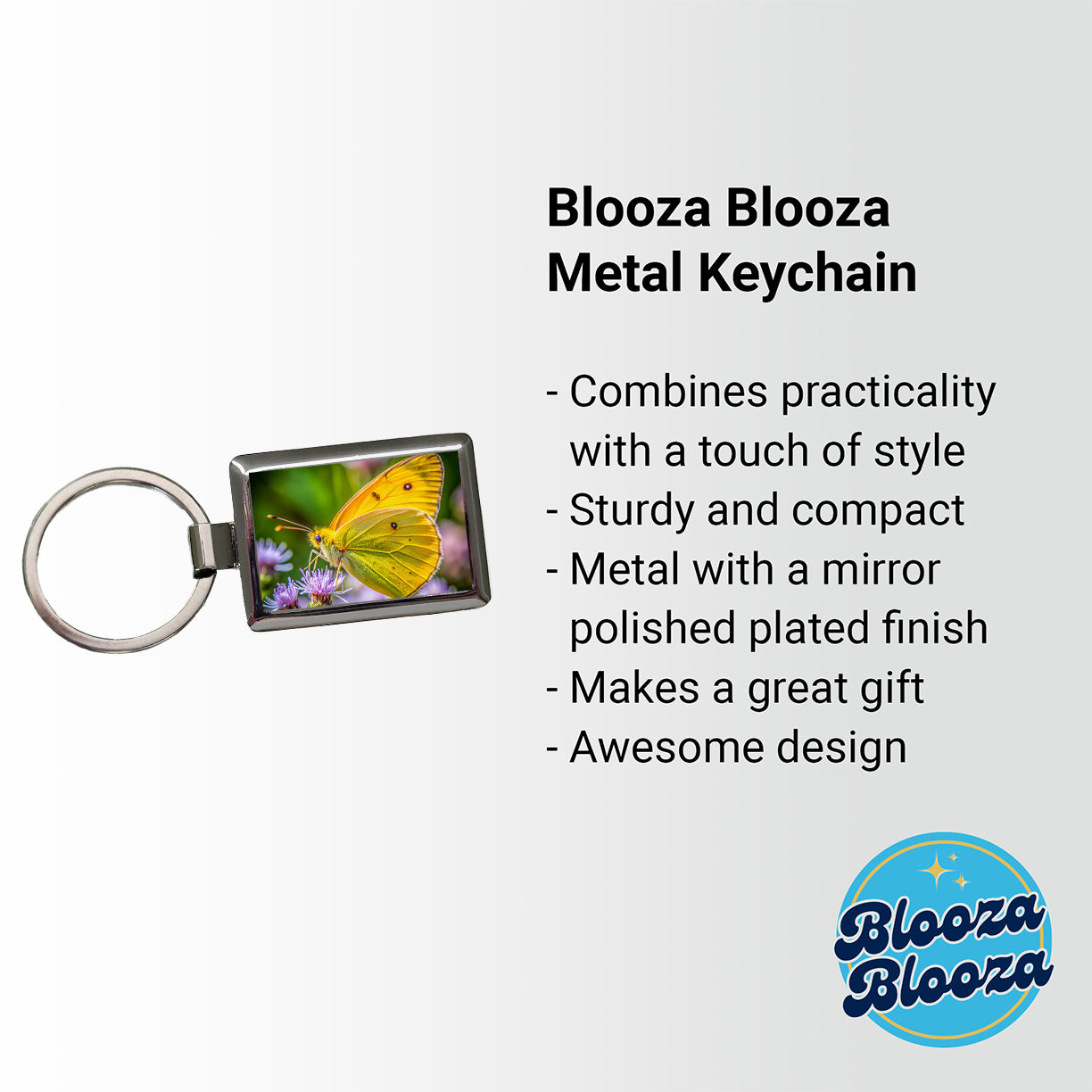 Orange Sulphur Butterfly Rectangle Metal Keychain
