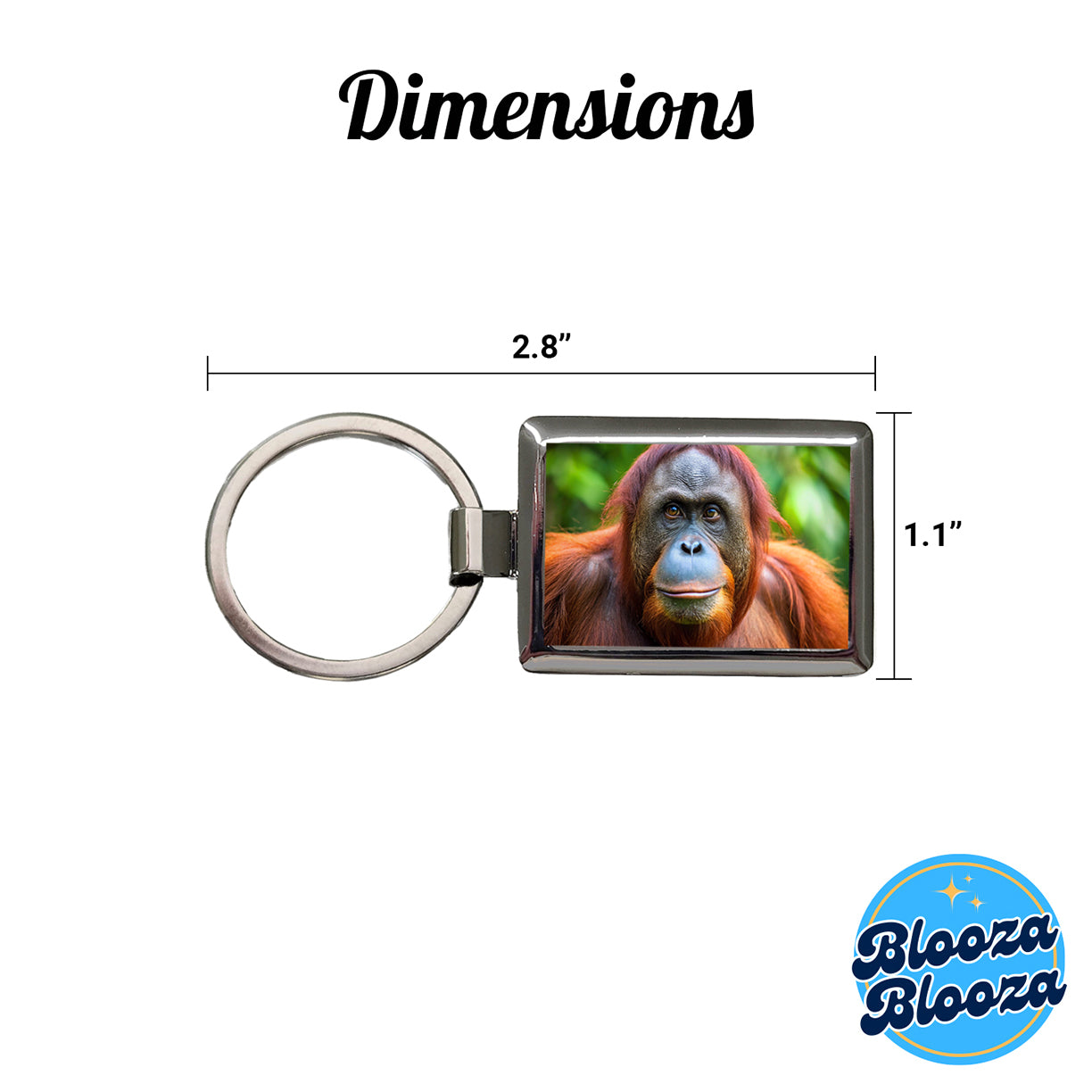 Orangutan Monkey Ape Rectangle Metal Keychain