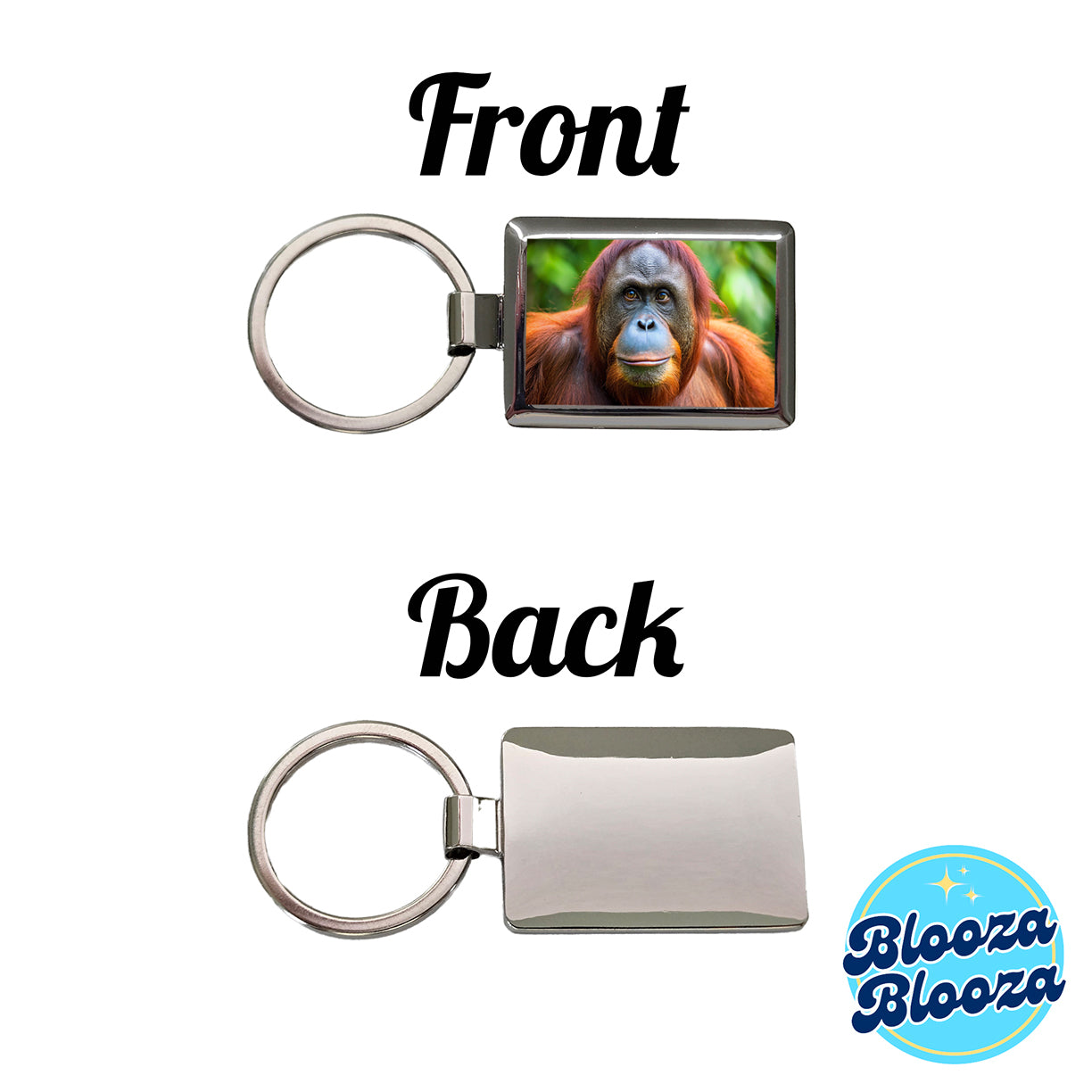 Orangutan Monkey Ape Rectangle Metal Keychain
