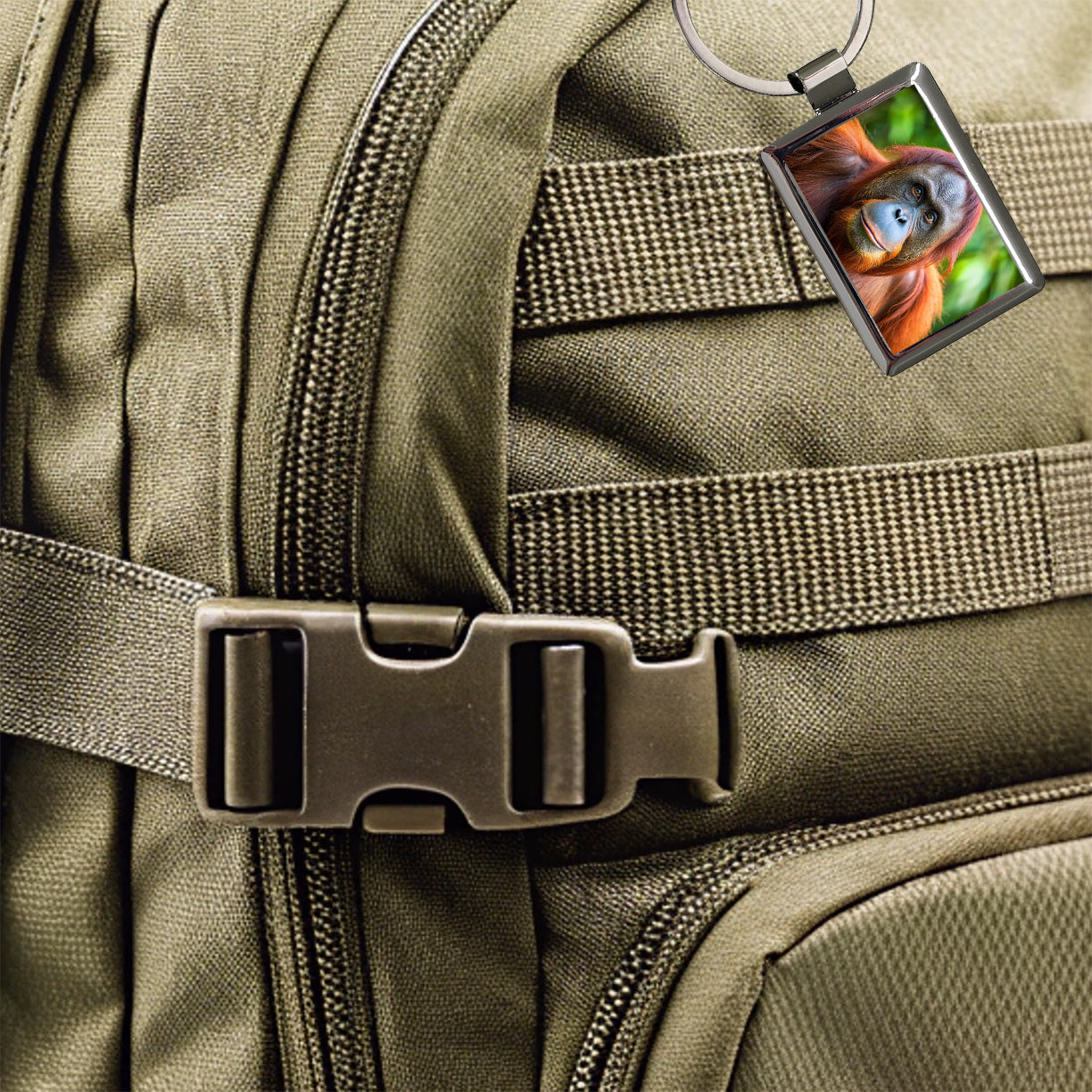 Orangutan Monkey Ape Rectangle Metal Keychain