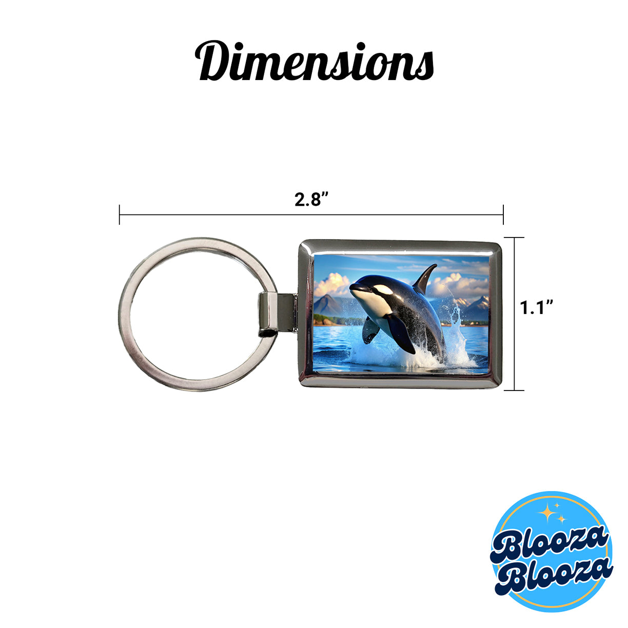 Orca Killer Whale Jumping Rectangle Metal Keychain