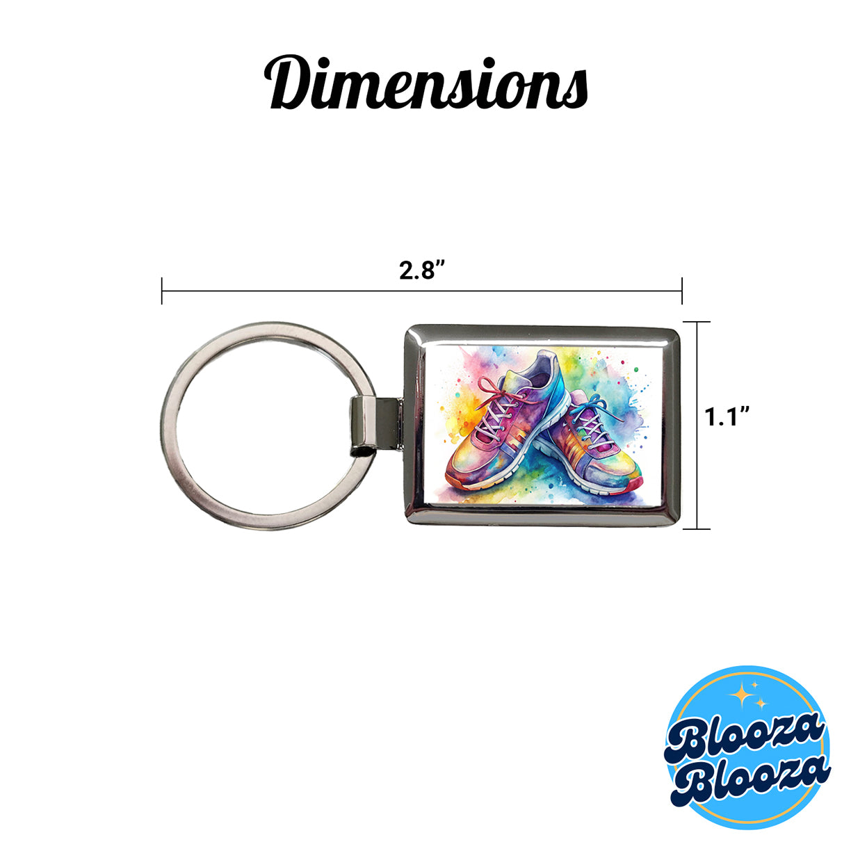 Pair Of Running Shoes Watercolor Rectangle Metal Keychain