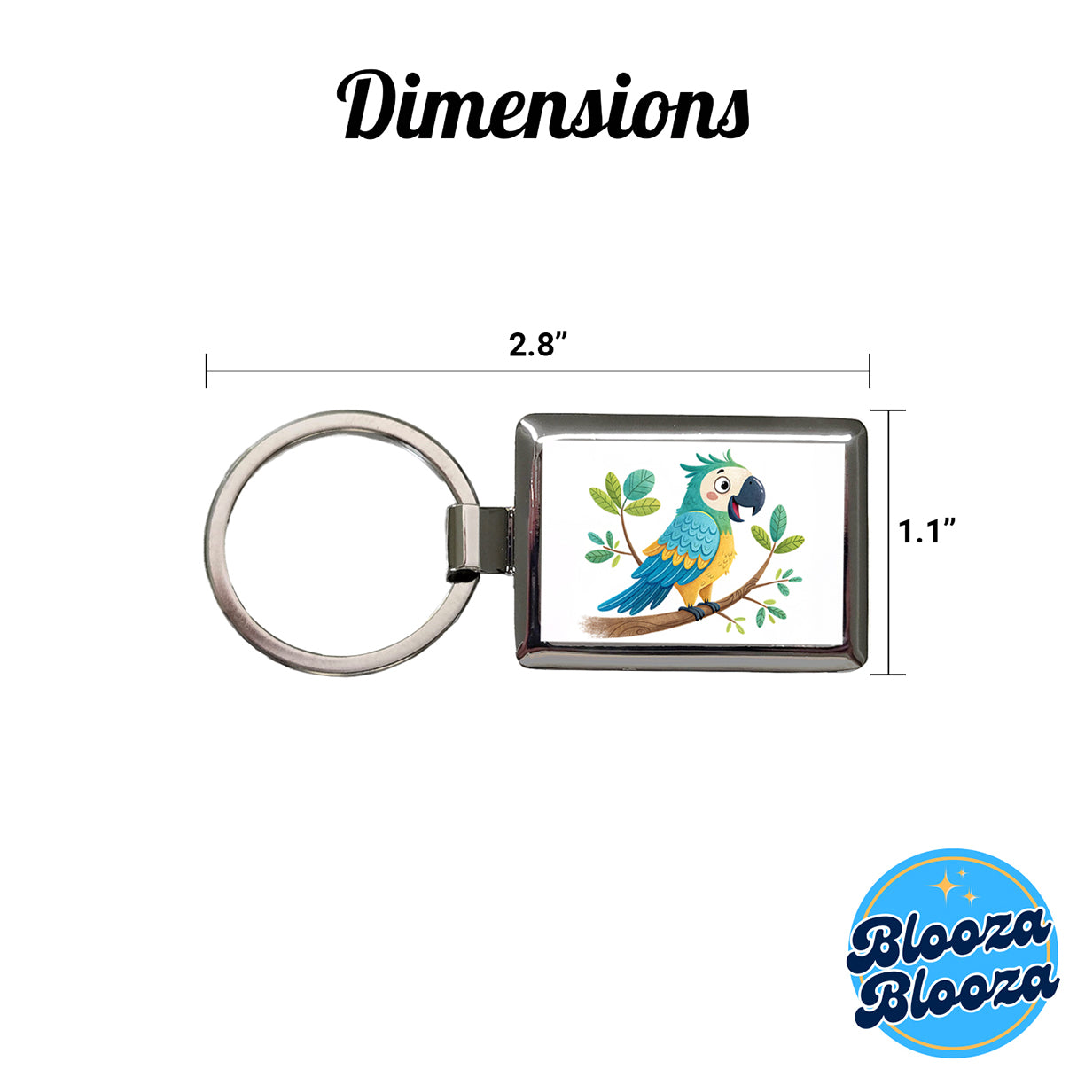 Parrot Children's Illustration Style Rectangle Metal Keychain