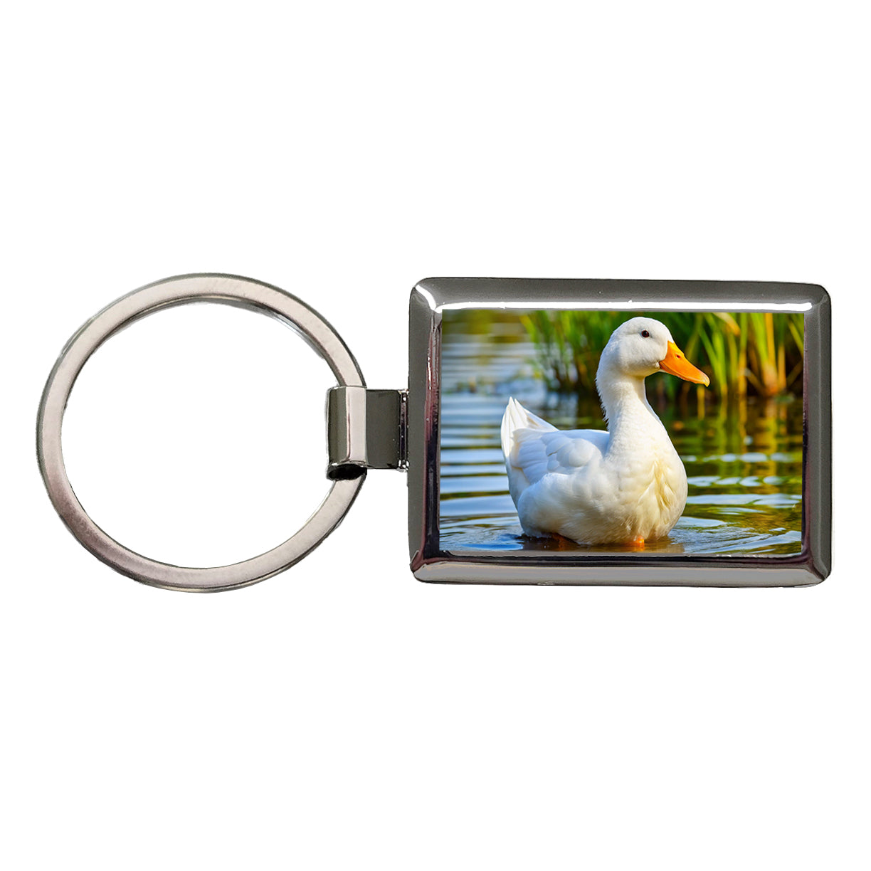Pekin Duck Rectangle Metal Keychain