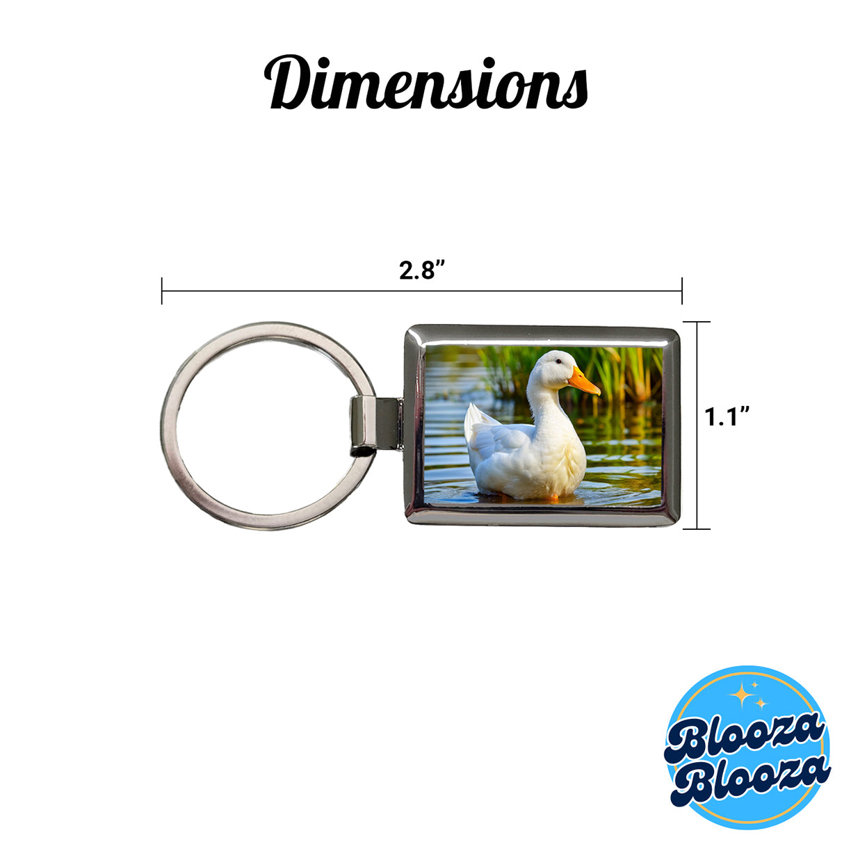 Pekin Duck Rectangle Metal Keychain