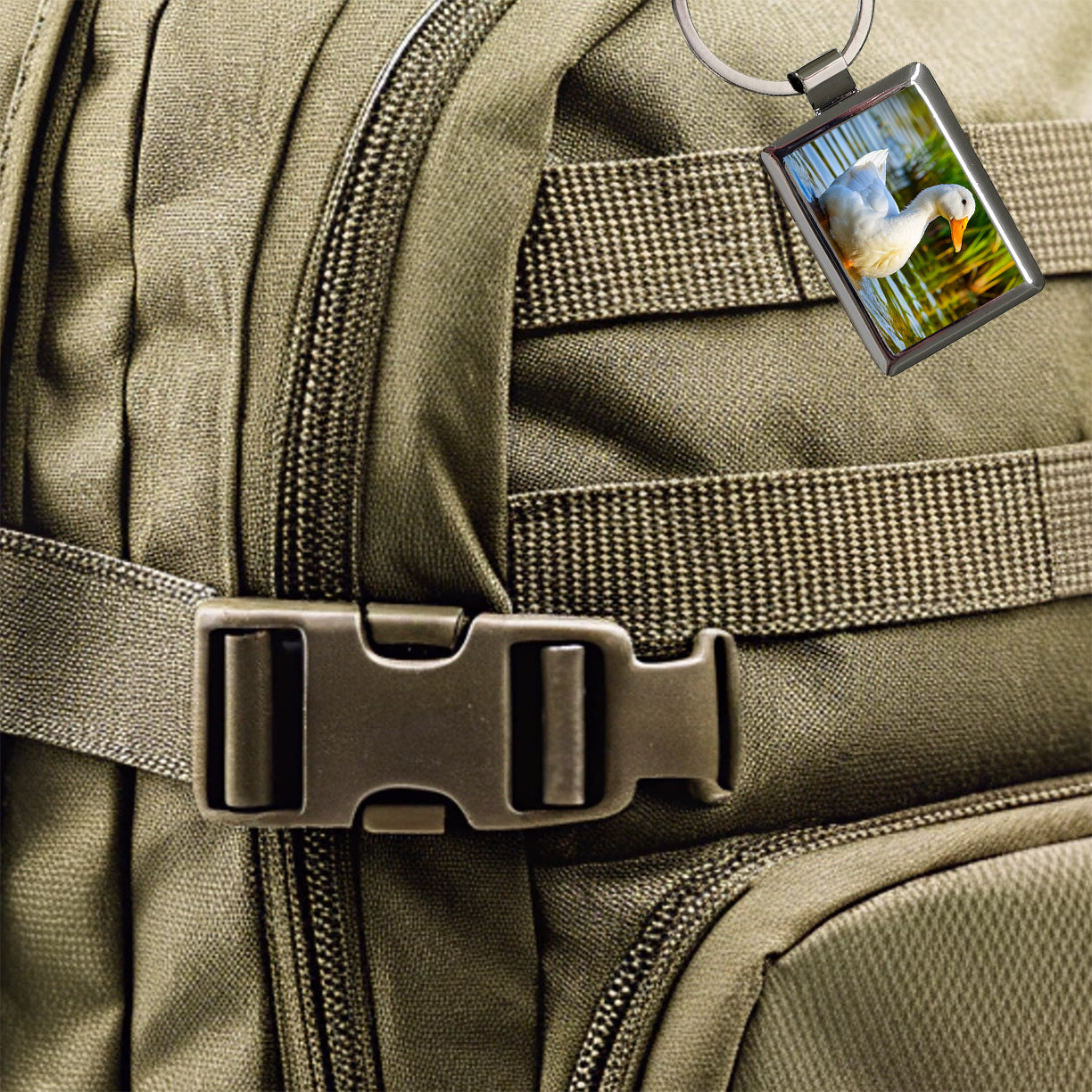 Pekin Duck Rectangle Metal Keychain