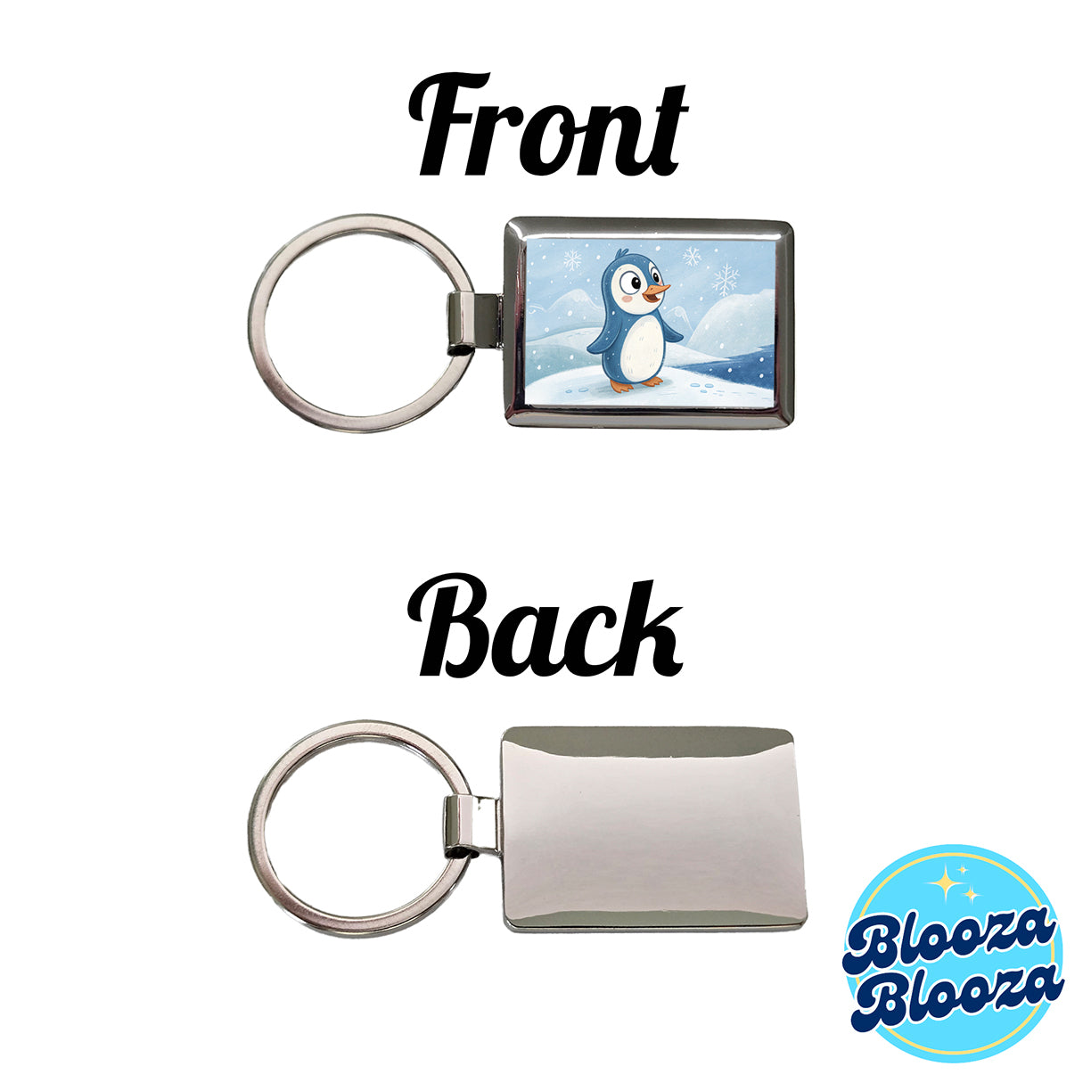 Penguin Children's Illustration Style Rectangle Metal Keychain