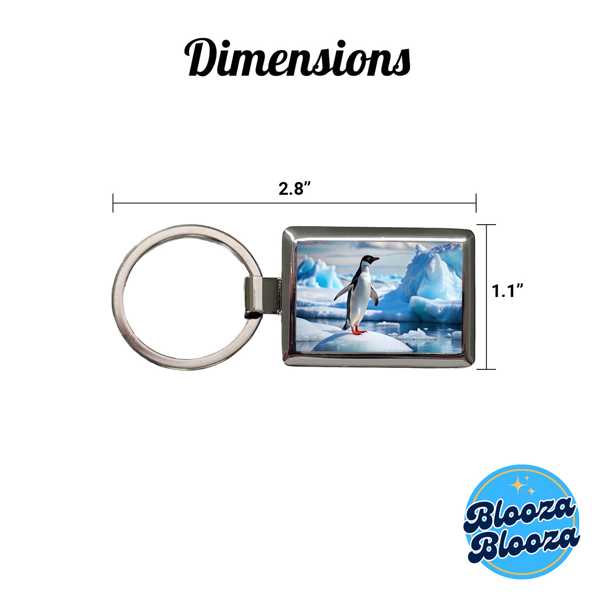 Penguin On Ice Flow Rectangle Metal Keychain