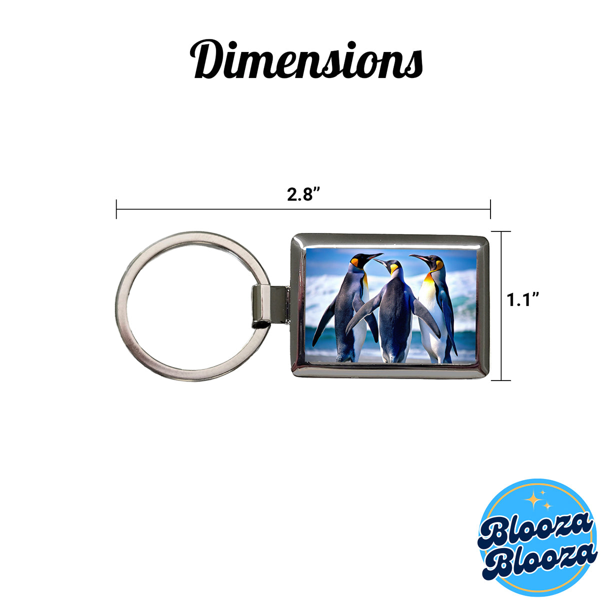 Penguins Rectangle Metal Keychain