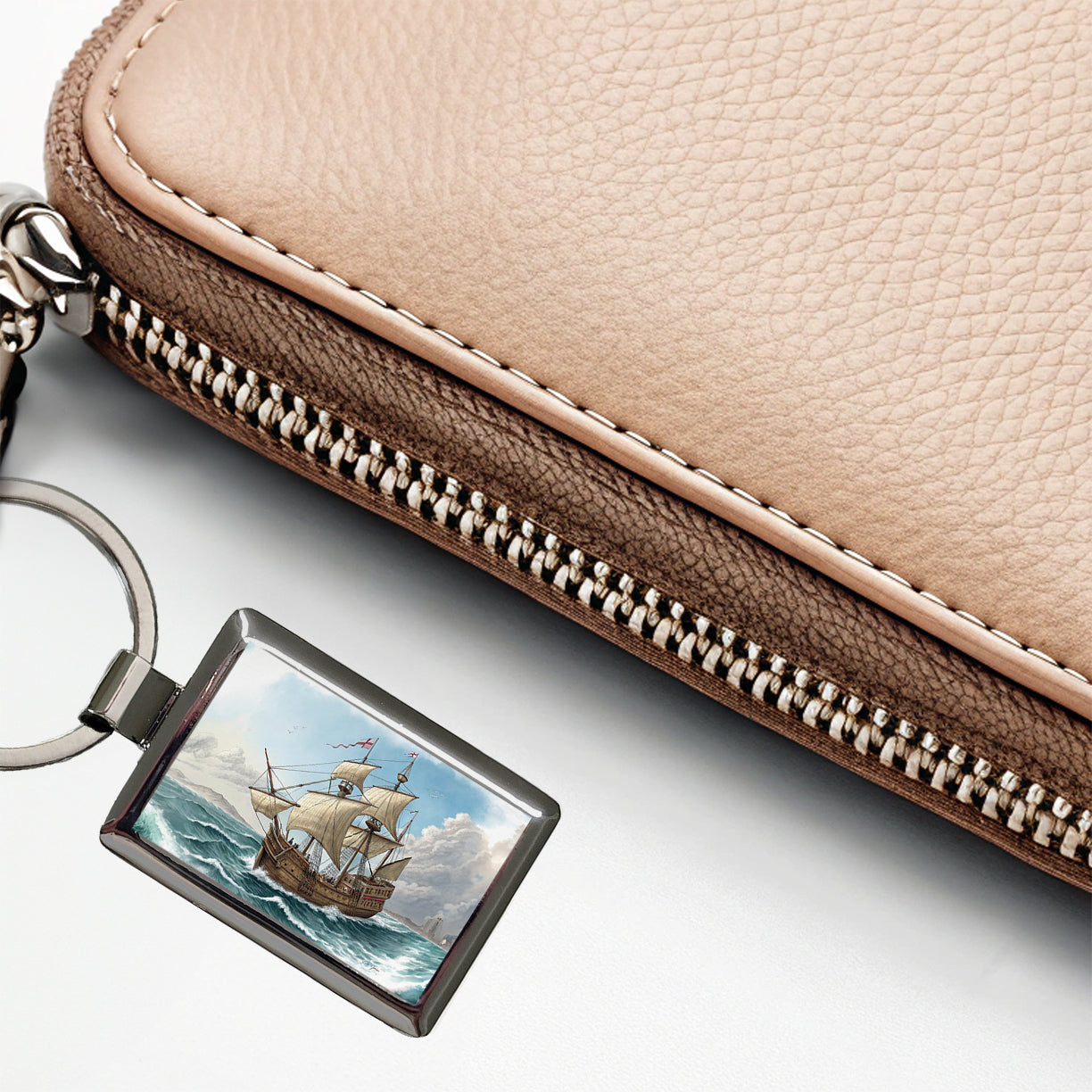 Pilgrim Mayflower 1620 Voyage Rectangle Metal Keychain