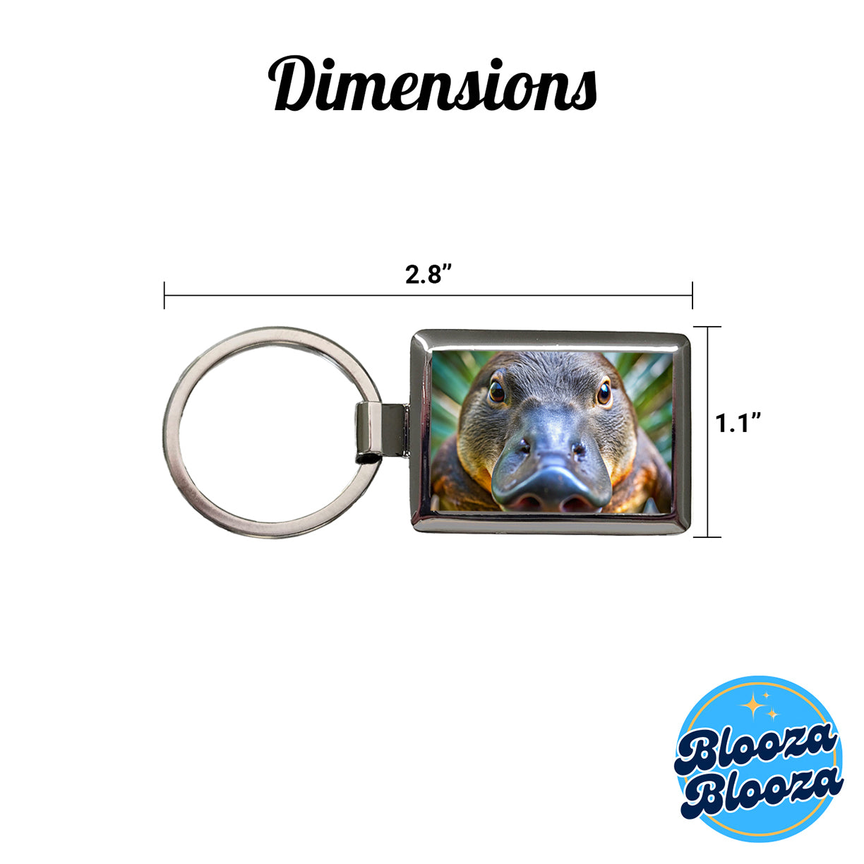 Platypus Face Rectangle Metal Keychain