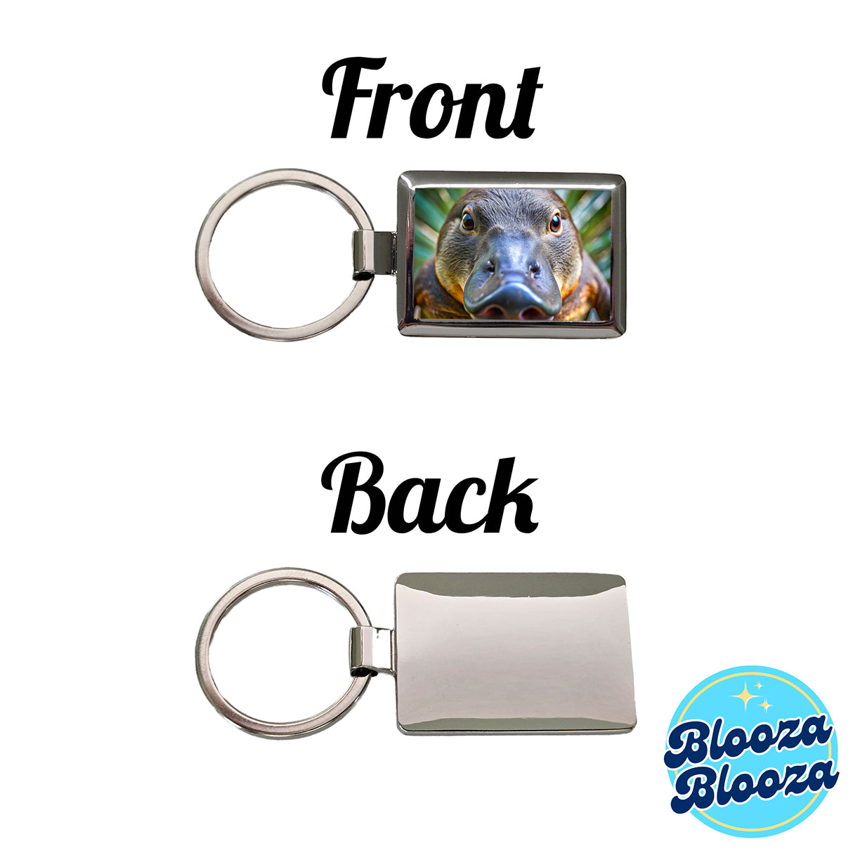 Platypus Face Rectangle Metal Keychain