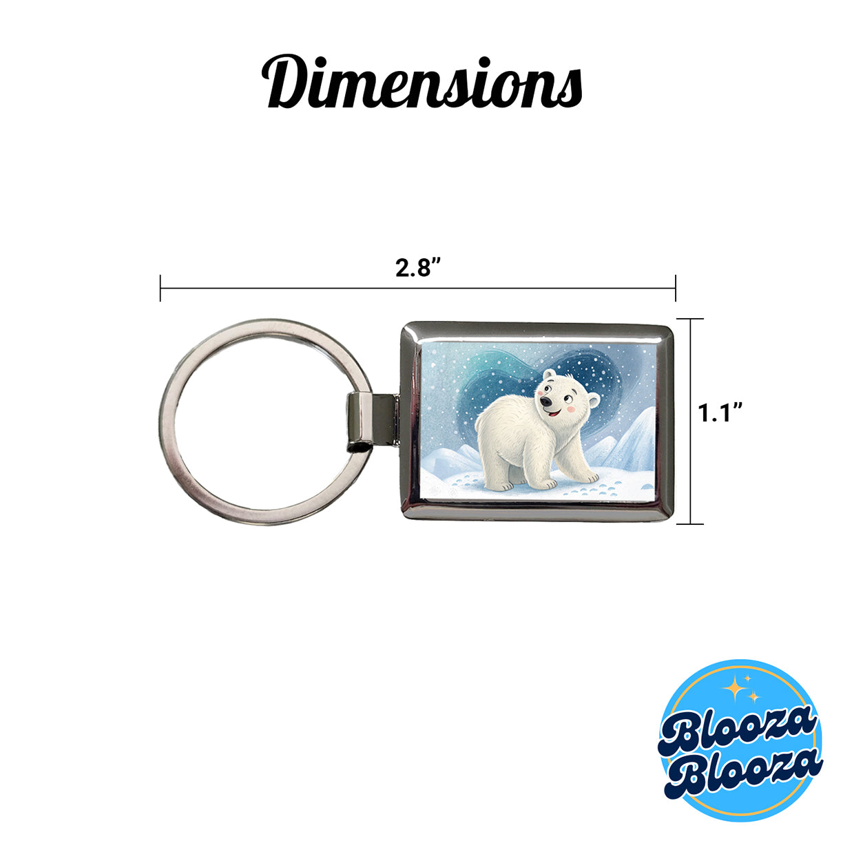 Polar Bear Children's Illustration Style Rectangle Metal Keychain