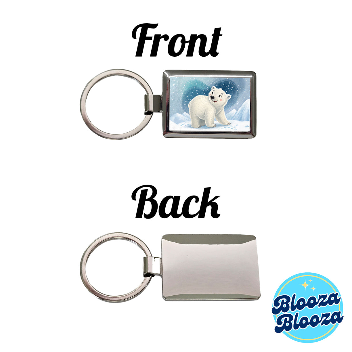 Polar Bear Children's Illustration Style Rectangle Metal Keychain