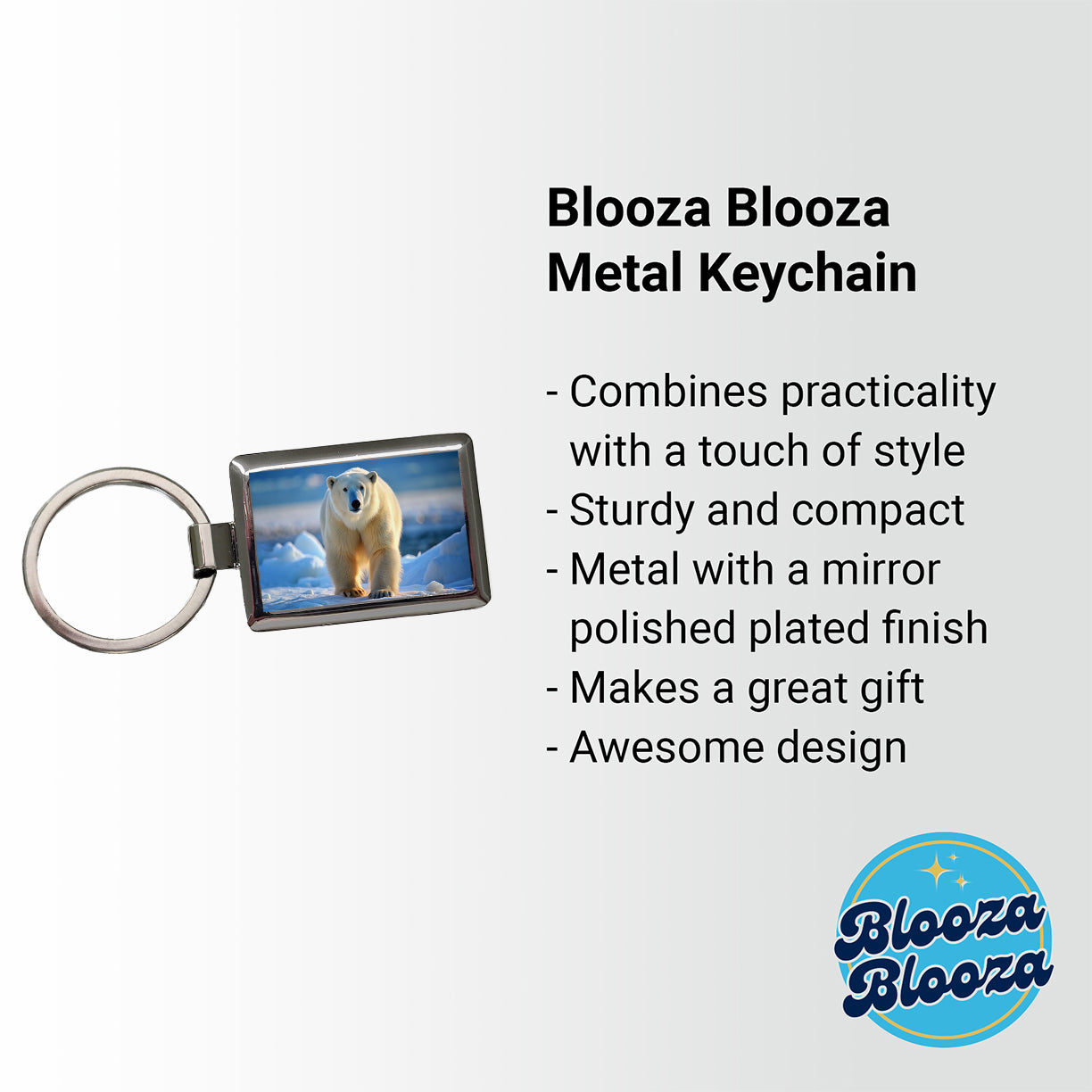 Polar Bear Rectangle Metal Keychain