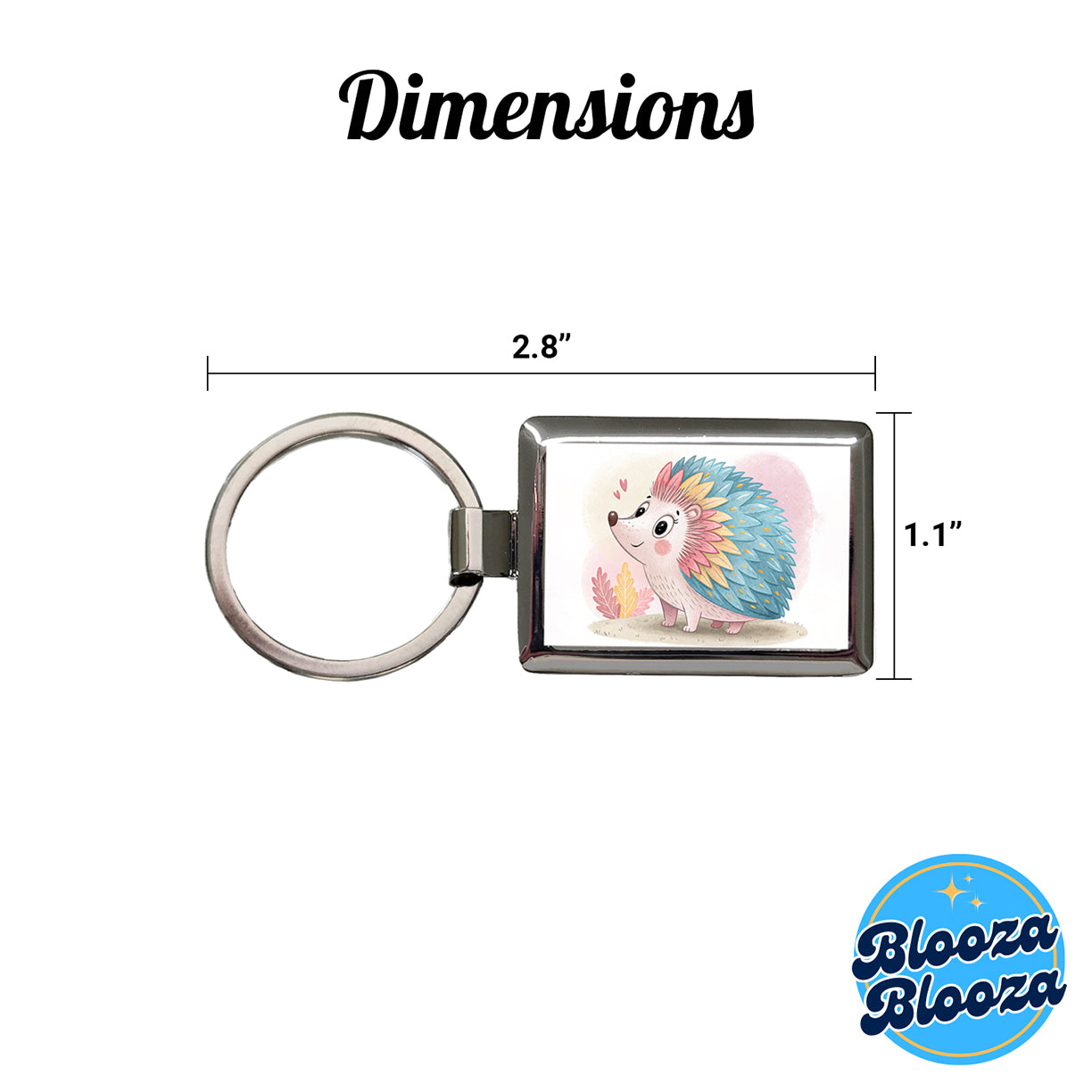 Porcupine Children's Illustration Style Rectangle Metal Keychain