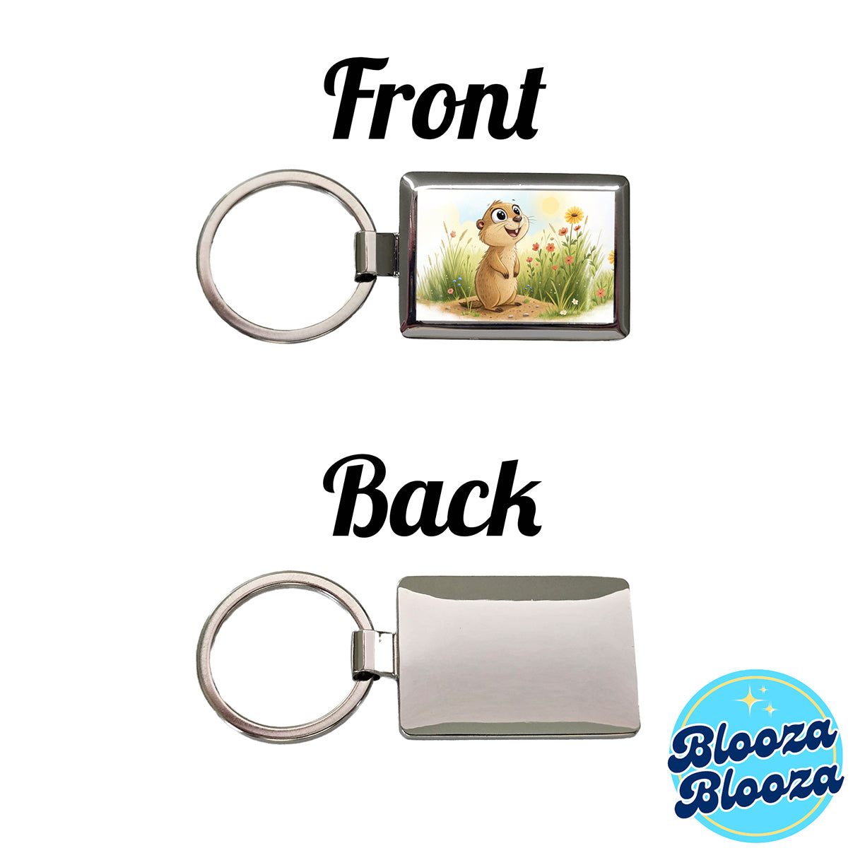 Prairie Dog Children's Illustration Style Rectangle Metal Keychain