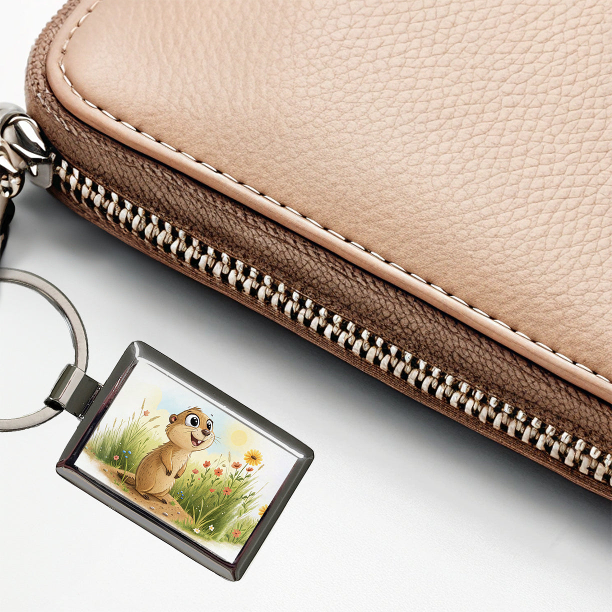Prairie Dog Children's Illustration Style Rectangle Metal Keychain
