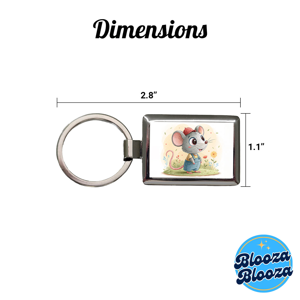 Rat Children's Illustration Style Rectangle Metal Keychain