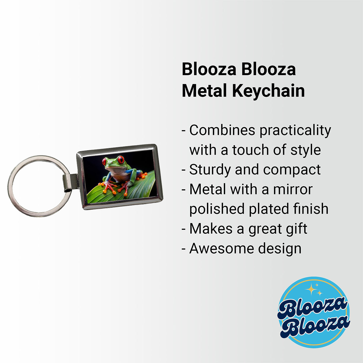 Red Eyed Tree Frog On Leaf Rectangle Metal Keychain