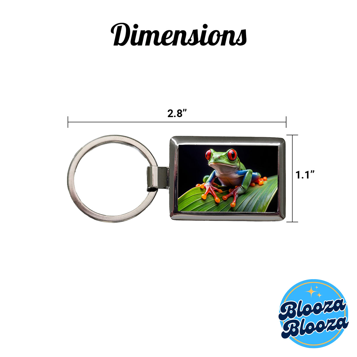 Red Eyed Tree Frog On Leaf Rectangle Metal Keychain