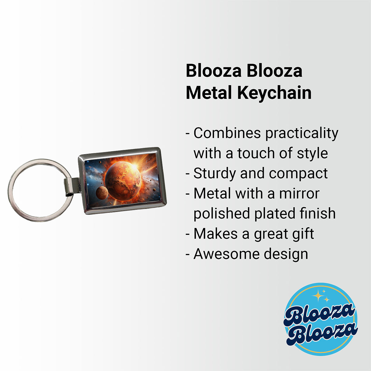 Red Planet Exploding in Space Sci-fi Rectangle Metal Keychain
