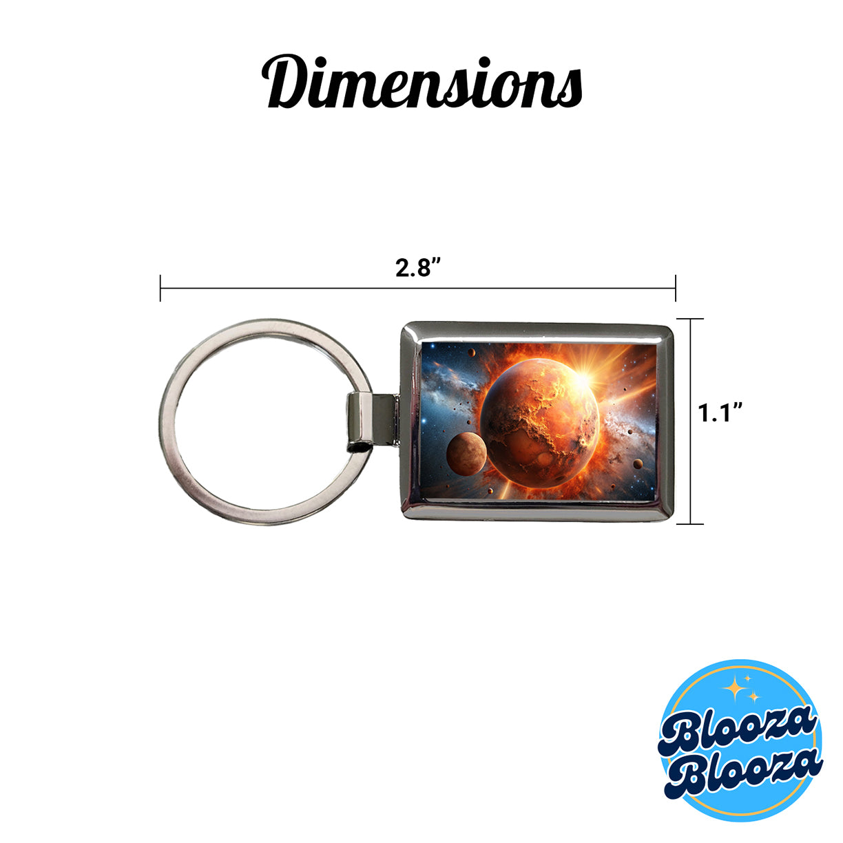 Red Planet Exploding in Space Sci-fi Rectangle Metal Keychain