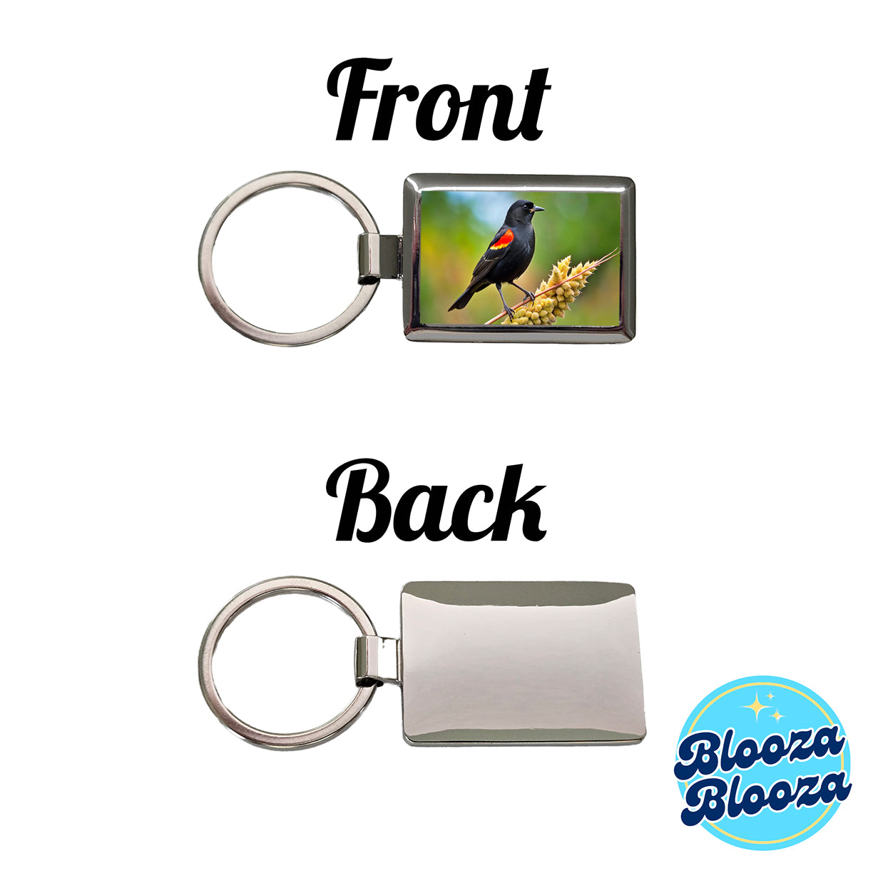 Red Winged Blackbird Backyard Bird Rectangle Metal Keychain