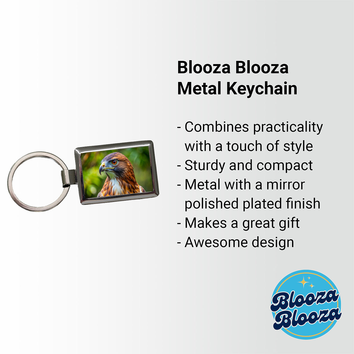 Red-Tailed Hawk Raptor Bird Of Prey Rectangle Metal Keychain