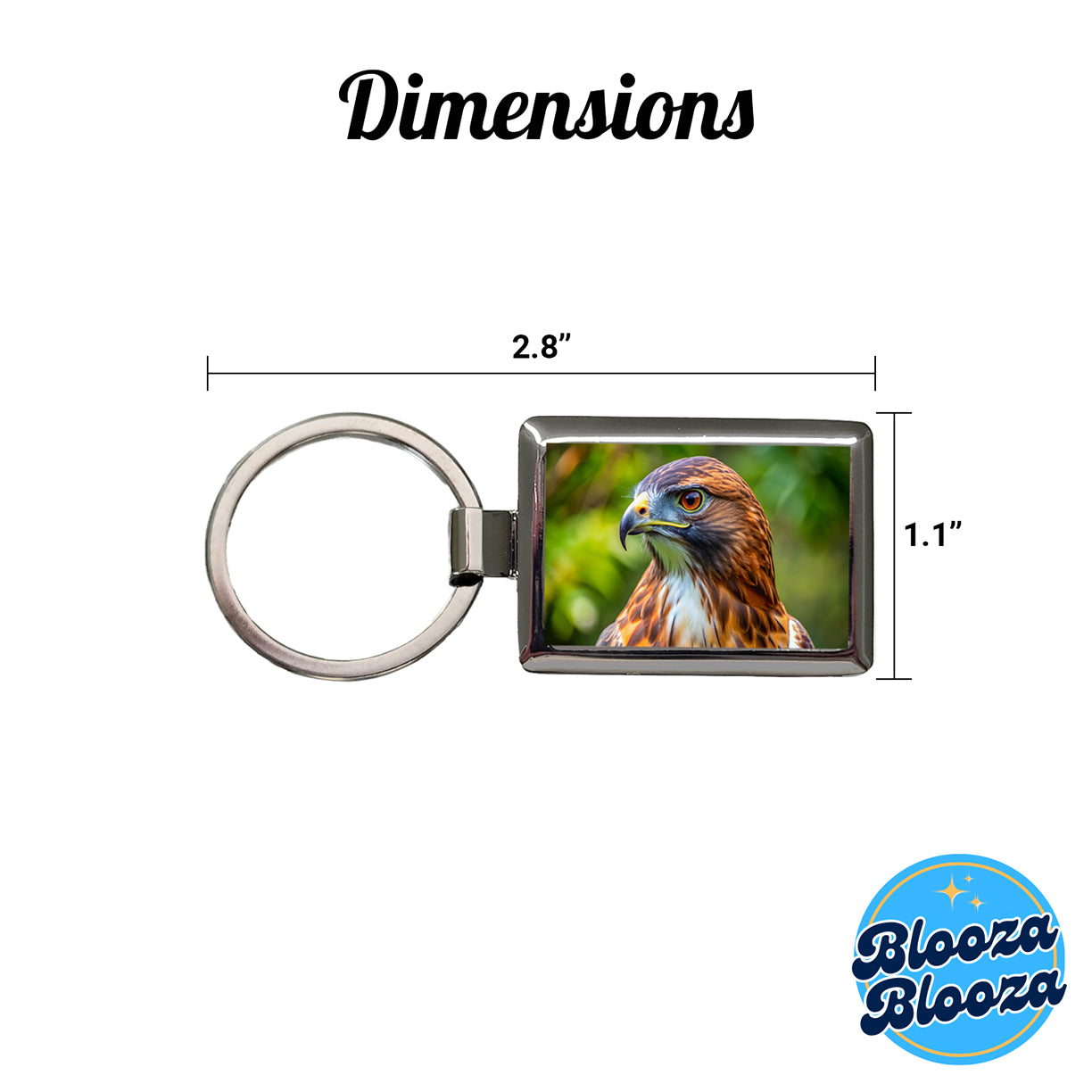 Red-Tailed Hawk Raptor Bird Of Prey Rectangle Metal Keychain