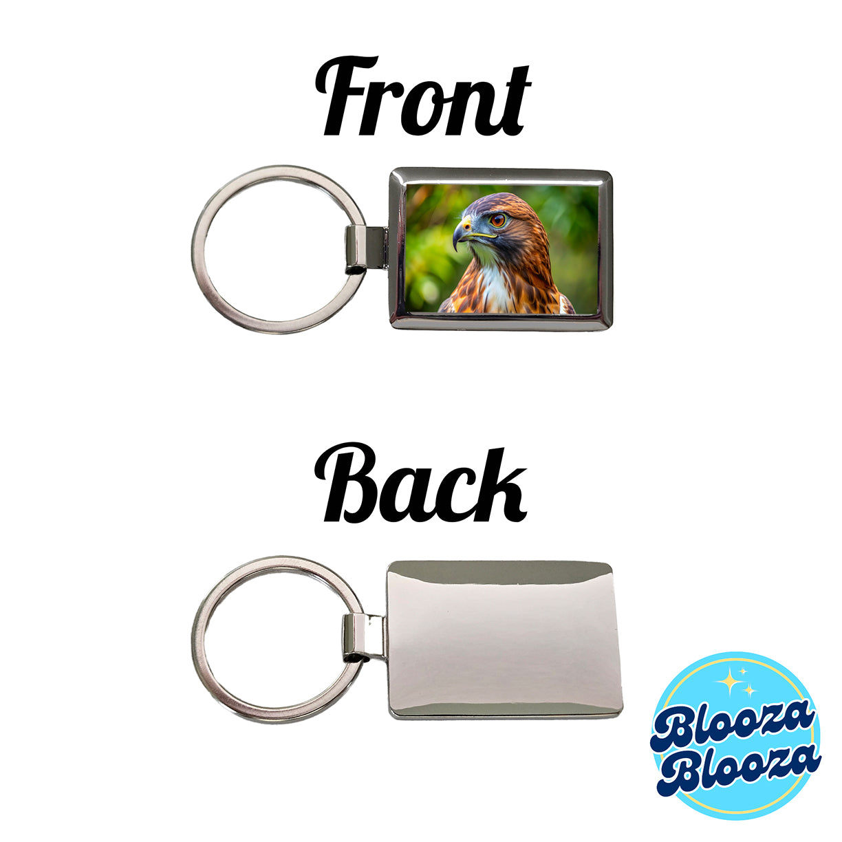 Red-Tailed Hawk Raptor Bird Of Prey Rectangle Metal Keychain