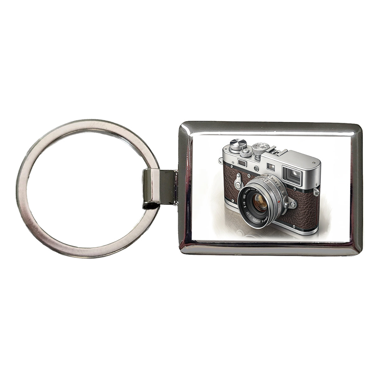 Retro 35mm Photography Camera Rectangle Metal Keychain