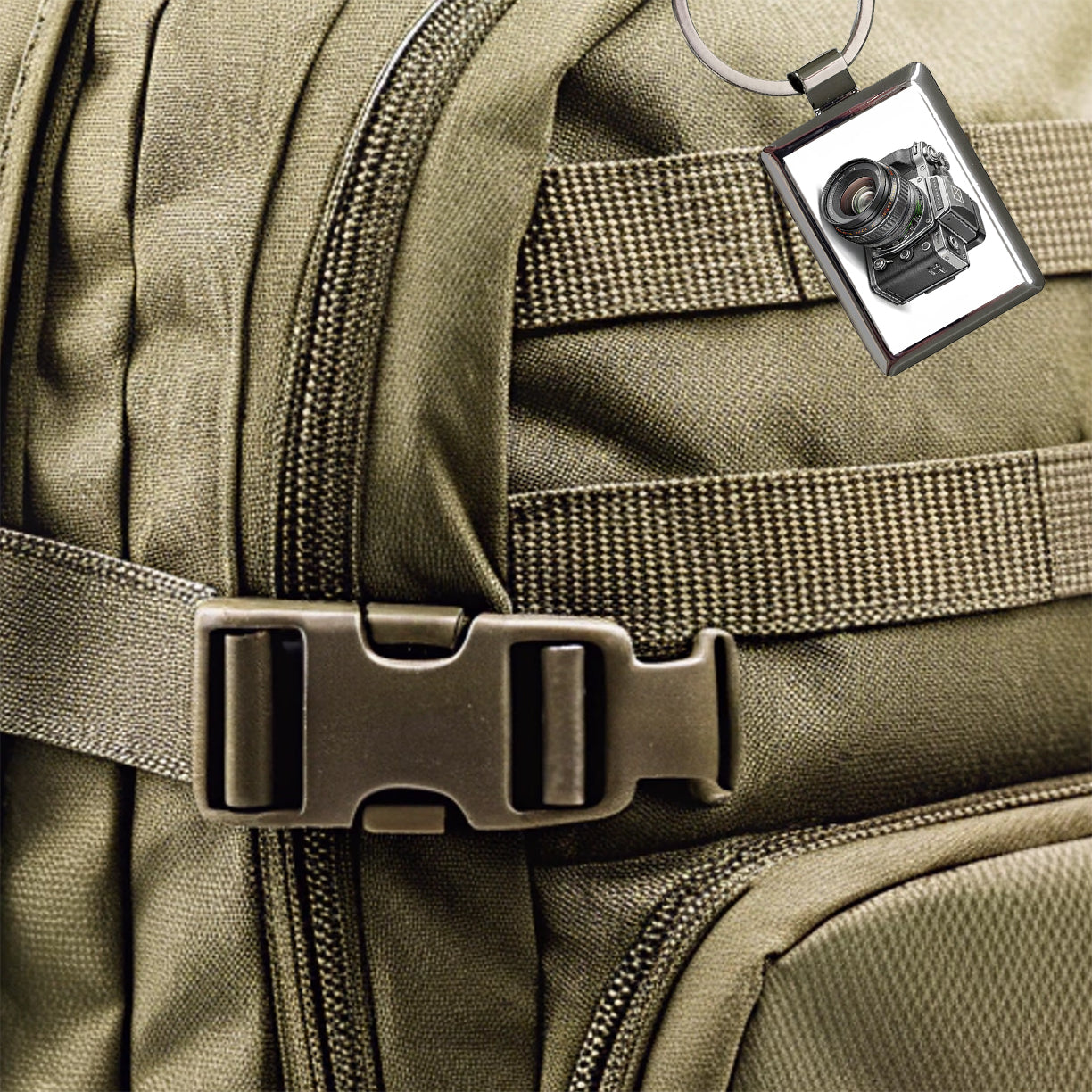 Retro Medium Format Photography Camera Rectangle Metal Keychain