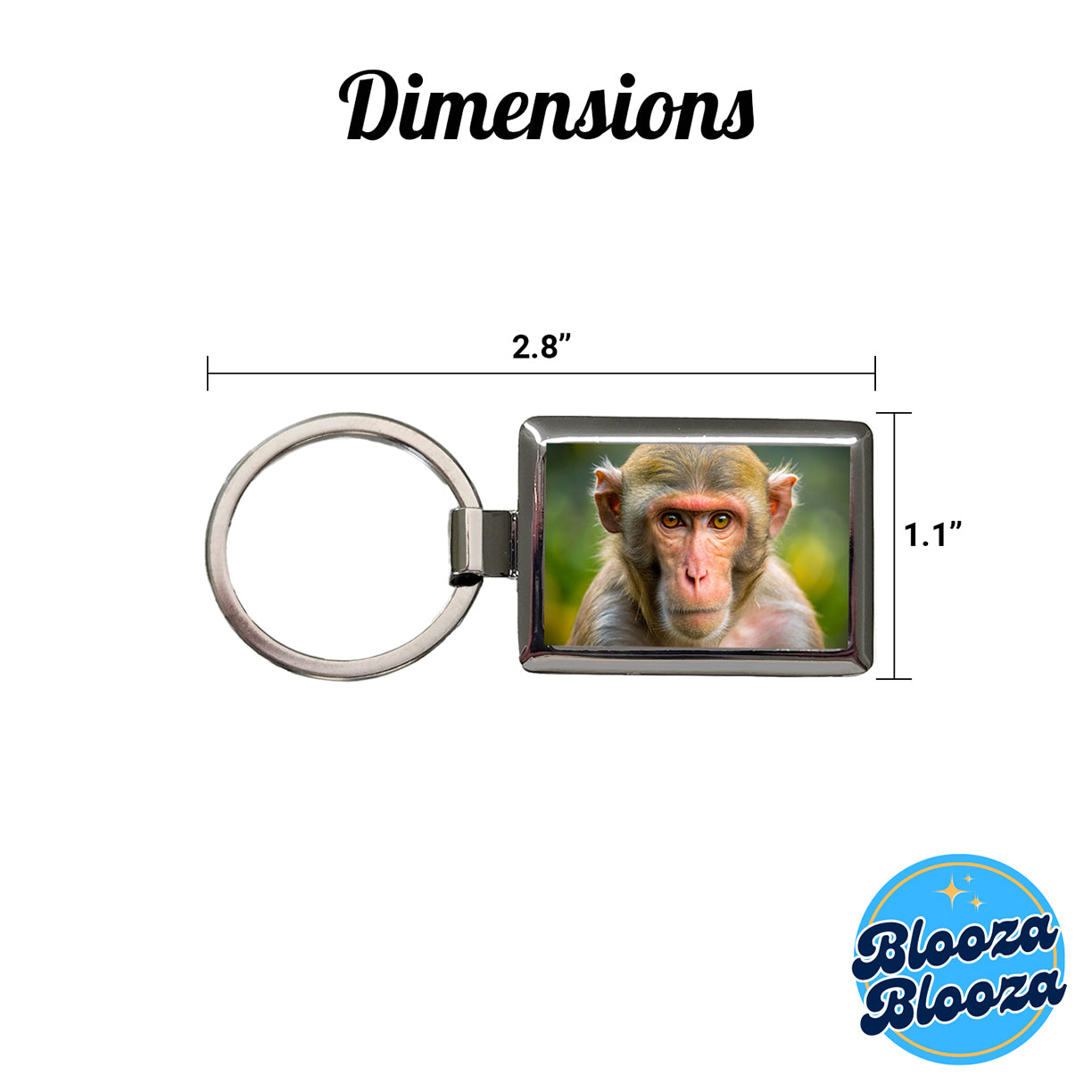 Rhesus Macaque Monkey Rectangle Metal Keychain